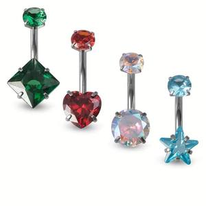 Anneau de nombril en titane Lotus F136 avec pierre de lune brillante et zircone cubique, filetage interne, bijou de piercing corporel raffiné - Product Image 6
