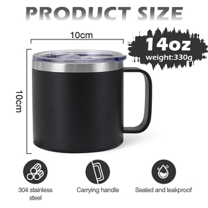 12/14oz <b>Double</b> <b>Wall</b> Vacuum Insulated Stainless Steel Travel Mug with Handle and Lid Leak-Proof BPA Free - Product Image 5