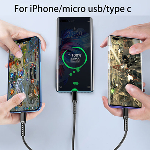 Cable de Datos USB Tipo C con Certificado MFI <span class=keywords><strong>3</strong></span> en 1, 5A PD, Trenzado de Nailon, Cable de Carga Rápida para iPhone 14 13 12 11 Pro Max <span class=keywords><strong>Samsung</strong></span> Xiaomi - Product Image 5