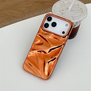 Nueva Funda de Teléfono Creativa de Lujo con Burbujas Naranjas Coreanas 13 14 15 16 para iPhone 17Pro Max, Funda de TPU con Diseño de Ondas y Recubrimiento - Product Image 5