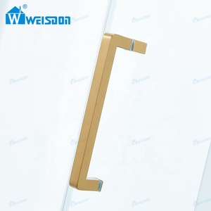 Cabina <span class=keywords><strong>de</strong></span> ducha <span class=keywords><strong>de</strong></span> acero inoxidable dorado cepillado Weisdon, pantalla <span class=keywords><strong>de</strong></span> ducha <span class=keywords><strong>de</strong></span> <span class=keywords><strong>vidrio</strong></span> deslizante individual sin marco - Product Image 6