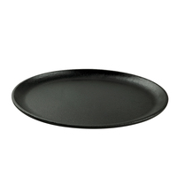 Piring besi cor barbekyu, piring Steak Sizzling, piring panci panas dengan dasar kayu