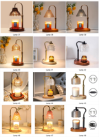 Lampe chauffe-bougie électrique noire avec fonction de fusion de cire parfumée, minuterie, intensité réglable et hauteur ajustable