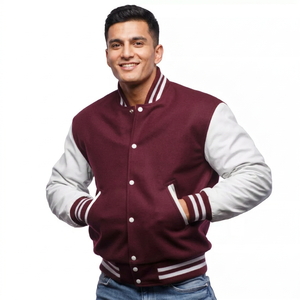 High Street Style Varsity Jacket with Chenille Embroidery Letterman Baseball Varsity <b>Coat</b> for Men - Product Image 1
