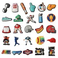 Dessin animé Baseball trou trou chaussures accessoire bricolage amovible PVC souple caoutchouc fleur sabot breloque chaussure boucle accessoires décoratifs