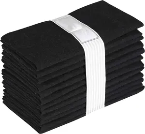 12-Pack 100% Katoen Diner Servetten 18 Door 18-Inch Zachte Absorberende Comfortabele-Ideaal Voor Evenementen En regelmatig Gebruik-Zwart