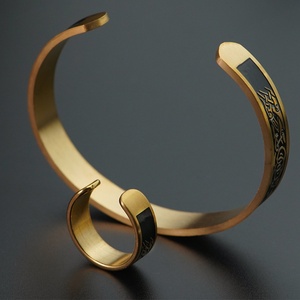 Ensemble de bijoux Hip Hop, bracelet en acier inoxydable, nœud celtique irlandais, bracelet vintage, bracelet pour homme, bijoux amulette pour homme - Product Image 2