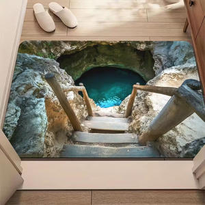 Alfombra de Entrada de Terciopelo Cristal, Rectangular, con Patrón Abstracto, Absorbente de Agua, Antideslizante, Resistente a las Manchas, para Uso Doméstico - Product Image 5