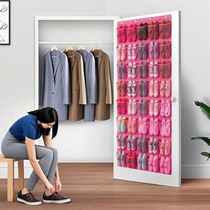 40 Pocket Over The Door <b>Shoe</b> Organizer Hot Pink Mesh Hanging <b>Storage</b> For <b>Shoes</b> Behind Door Wall Mount - Product Image 5