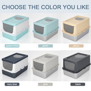 Kitty Litter Pan Inodoro Caja de arena para gatos de acero inoxidable Cerrado Extra grande Entrada superior Caja de arena <span class=keywords><strong>antisalpicaduras</strong></span> con <span class=keywords><strong>tapa</strong></span> - Product Image 6