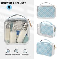 Sac de maquillage en PVC transparent bleu avec logo personnalisé Hawaï, étui organisateur en vinyle, sac de voyage Aloha pour femmes