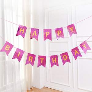 Dropshipping Hintergrunddekoration Bunte Happy <span class=keywords><strong>Birthday</strong></span> Abschluss Weihnachten Vatertag Diwali Ziehflagge Fischschwanz-Papier - Product Image 3