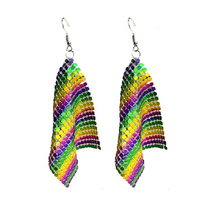 Mardi Gras unisexe boucles d'oreilles violet vert or paillettes Dangle pour la Nouvelle-Orléans Carnaval bijoux pour filles et garçons