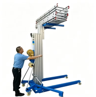 Plateforme élévatrice manuelle en alliage d'aluminium de 300 kg avec stabilisateurs pour installation CVC, hauteur 5 m, prix fabricant Chine