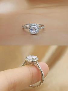 Premium Quality Moissanite Brilliant Cut Prong Setting Luxury Ring White <b>Gold</b> Plated 925 Silver Wedding Engagement Ring Women - Product Image 2