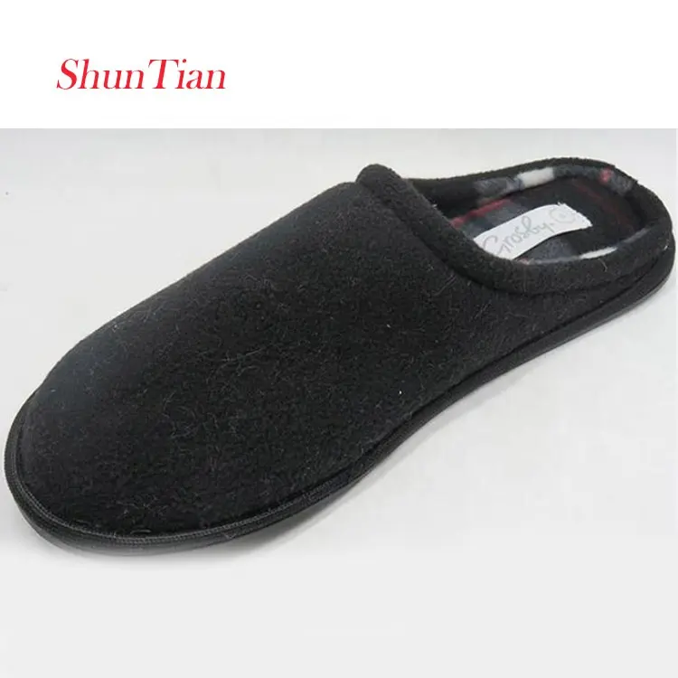 Goedkope comfy hoge kwaliteit fleece <span class=keywords><strong>heren</strong></span> indoor slides slippers met EVA memory foam