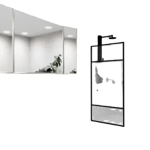 シャワースクリーンサイドパネル溝付き強化ガラスシャワーキュービクル簡単インストール売れ筋シャワーピボット