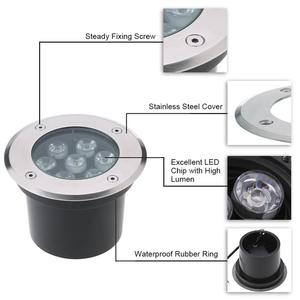 <span class=keywords><strong>Lampe</strong></span> LED encastrée au sol en acier inoxydable 9W <span class=keywords><strong>IP67</strong></span>, carrée, pour place publique, rue, cour, parc, jardin - Product Image 2
