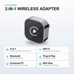 Adaptateur sans fil <span class=keywords><strong>CarPlay</strong></span> Android Auto, dongle USB pour voiture, convertit le <span class=keywords><strong>CarPlay</strong></span> filaire d'usine en sans fil, plug and play, taille <span class=keywords><strong>mini</strong></span> - Product Image 1