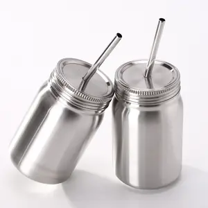 18/8 single Wall food grade Mini Mason Jar Drinking Stainless Steel Mason Jar with Lid