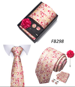 Juego de <span class=keywords><strong>corbata</strong></span> Jacquard formal con logotipo personalizado para hombre, broche de pañuelo, gemelos, estilo de negocios, juego de <span class=keywords><strong>corbata</strong></span> de poliéster con caja de regalo - Product Image 4