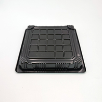 JY-81205 Black Square Kunststoff Sushi Container Großhandel Verpackungs boxen mit Deckel für Einweg-Lebensmittel verpackung Boxes taurant