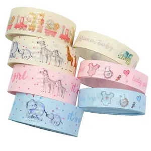 It's a girl celebrate it ribbon wholesale blue animal print ribbon baby cartoon ribbon