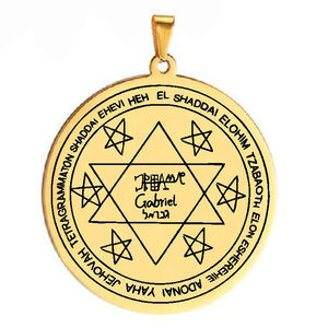 HLSS646 <span class=keywords><strong>Lamen</strong></span> de Gabriel Gouverneur angélique de la Lune Amulette Talisman Gravure au laser Collier pendentif en acier inoxydable - Product Image 6