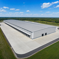 Entrepôt préfabriqué en structure acier conforme à la norme EN 1090, atelier métallique préfabriqué résistant aux intempéries, garage, hangar, bâtiment industriel