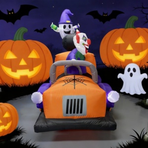 Camion gonflable lumineux de 8 pieds pour Halloween avec clown, fantôme et <span class=keywords><strong>citrouille</strong></span>, décoration extérieure pour jardin pour la fête de la Toussaint - Product Image 2