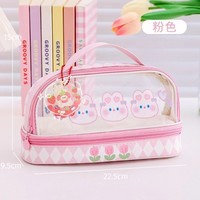 Pochette de papeterie transparente grande capacité, résistante aux taches, mignonne, tendance, esthétique, pour étudiants