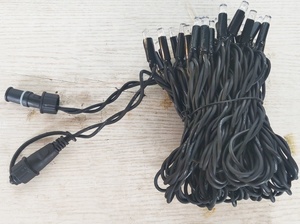 Blanco + Blanco Flash Ingeniería al aire libre LED Hada Cadena de luces Cable de goma negro Decoración de Navidad IP65 a prueba de agua - Product Image 3