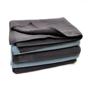 Serviette de lavage de voiture absorbante en tissu gaufré épais, 45x40 cm, pour vitres et nettoyage domestique, bleu ciel, gris foncé - Product Image 4