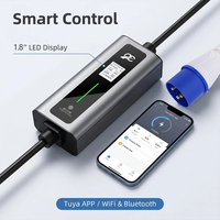Chargeur EV portable WICEN IP65 pour camping-car et caravane, intelligent, WiFi, RFID, contrôle par application, surveillance de la consommation d'énergie, 32A, 7kW, câble de 5 mètres, type 2