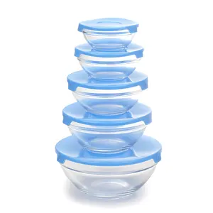 Microwave Safe Qven Safe Round Shape Borosilicate Glass Salad Bowl With PP Lid