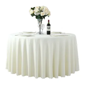 Wholesale Cheaper White Polyester Tablecloth Banquet Party Wedding Table Cloth Table Linen for Outdoor