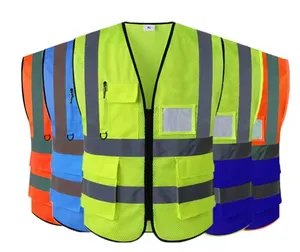 Kustom Hi Vis pakaian keamanan rompi keselamatan jaket reflektif kuning oranye neon Pria Wanita dengan Logo pabrik langsung