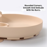 Assiette en silicone à compartiments pour enfants, motif dessin animé mignon, anti-chute, facile à nettoyer, vaisselle pour bébé pour usage quotidien