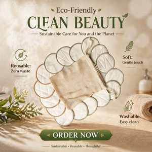 Éponges en tissu de <span class=keywords><strong>bambou</strong></span> 100% biologique réutilisables lavables hypoallergéniques pour le démaquillage quotidien du visage - Product Image 6