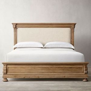 Cama Doble de Madera Maciza de 1.8m, Estilo Rústico Americano Retro, para Recámara Principal, con Cabecera Alta, Modelo Villa, Personalizable - Product Image 3