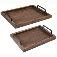 Plateaux de petit-déjeuner en bois en gros, plateau en bois rustique pour la décoration de la maison avec poignée, plateaux de petit-déjeuner en bois de bureau