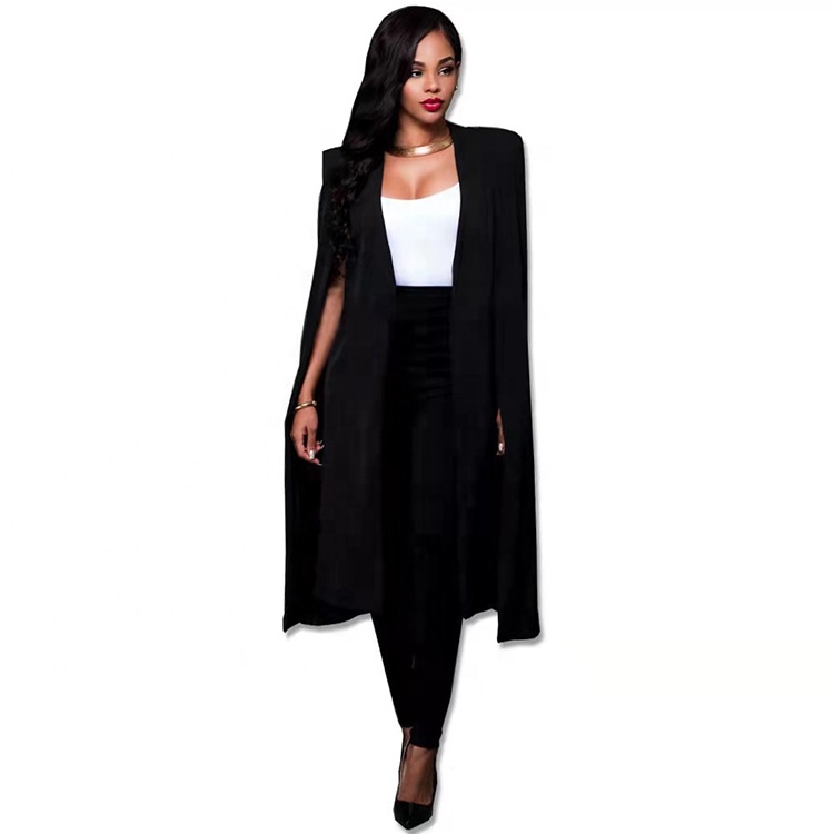 thumbnail image 2 of SHEWIN Womens Cape Blazer Split Sleeve Open Front Casual Jacket Coat 2 of 9