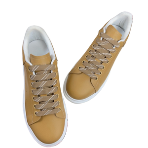 Zapatillas casuales de plataforma de cuero camel, de cuero de grano completo con cordones a cuadros, con envío directo de fábrica OEM, para hombre, estilo casual. - Product Image 1