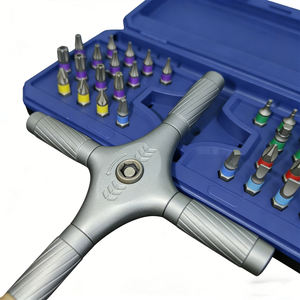 Jeu de tournevis à cliquet professionnel à couple élevé 34-en-1, finition chromée, conception de poignée renforcée pour travaux lourds et tenaces - Product Image 1