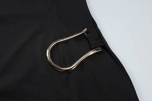 Vestido Mini Asimétrico Fruncido para Mujer, Manga Corta, Cuello Redondo, Ajustado, para Fiesta, con Detalle de Hebilla Metálica, a la Moda - Product Image 6