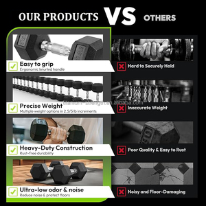 Nhà máy bán buôn bán phòng tập thể dục tùy chỉnh quả tạ cao su Hex dumbell đặt trọng lượng miễn phí HEX quả tạ cho sử dụng thương mại - Product Image 5