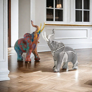 Elefante Esculpido en Resina Epoxi con Transferencia de Agua, Artesanía de Arte Popular, Decoración Creativa para el Hogar, Oficina, Sala de Estar, Adorno para Vinoteca - Product Image 2