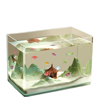 Acuarios Rectangulares con Bordes Curvos para Peces Dorados, Vidrio Ultra Transparente, Personalizables, para Sala de Estar, Comedor, Escritorio, Tamaños Pequeño/Mediano