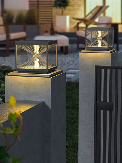 Solar Modern Garden Stainless Steel Pillar Light LED IP 65 Waterproof Lamp Landscape LED Decorative Lamp Lighting