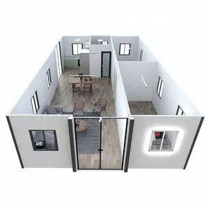 40ft Windproof Real Estate Two Bedroom Prefab Container House Folding Expandable House